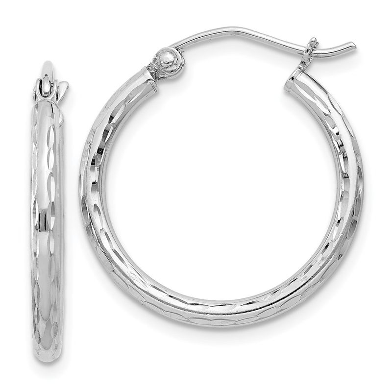 2mm Diamond Cut Polished Sterling Silver Hoops - 20mm 34 Inch 55$